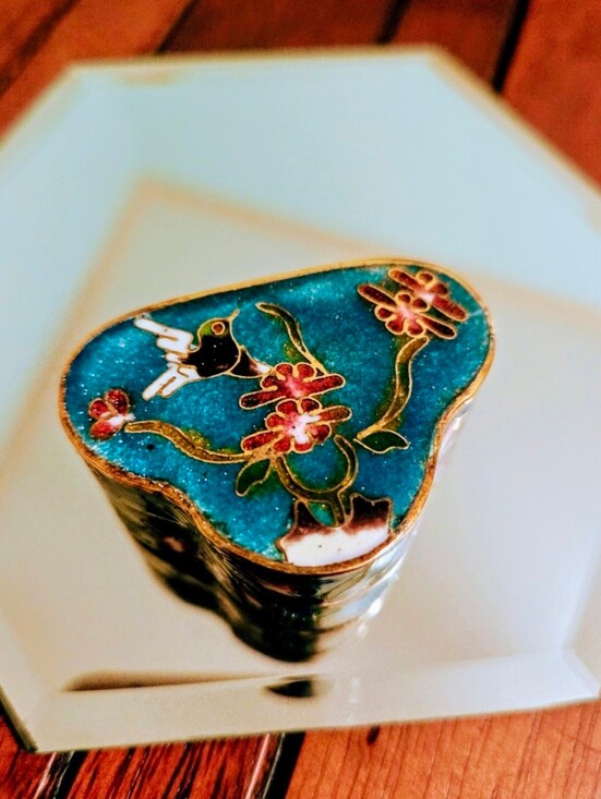 Other - Vintage Cloisonne Hummingbird Trinket Box Pill Box
